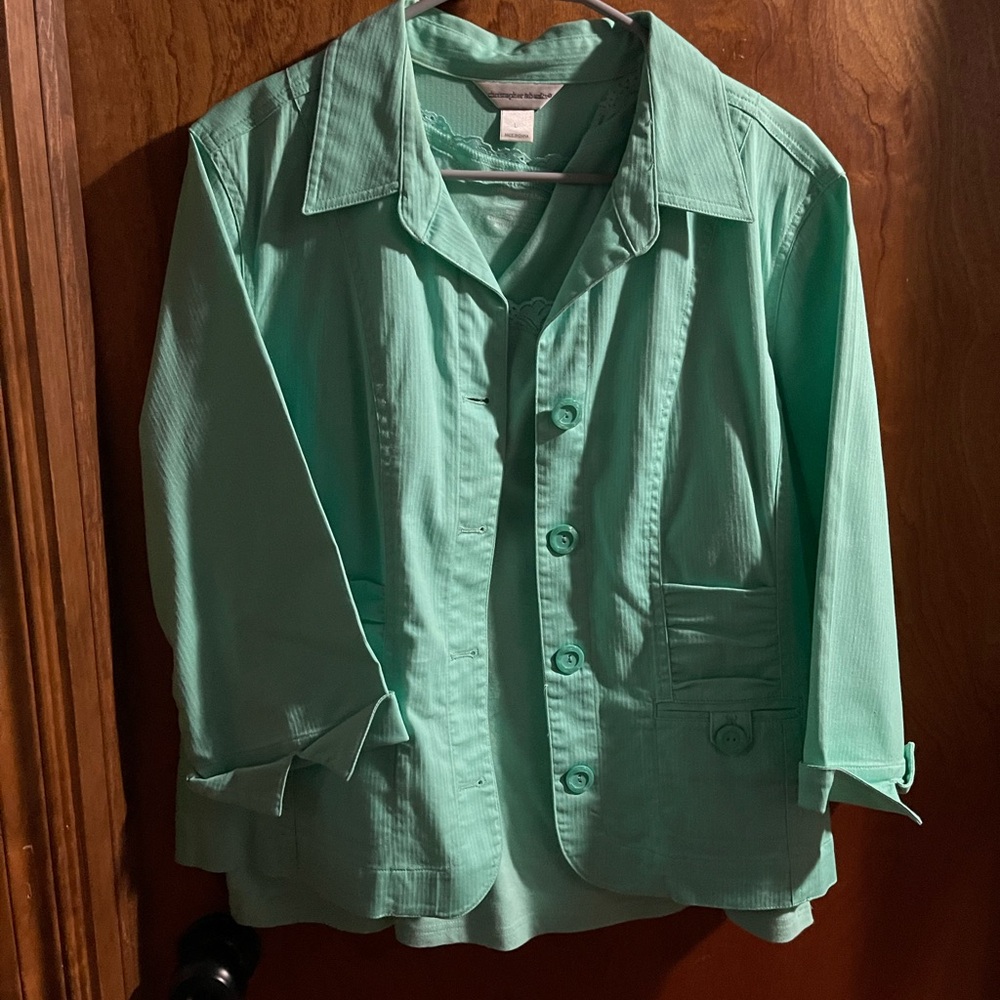 Christopher & Banks Teal Blazer Classic Cotton Blend and Tank Set